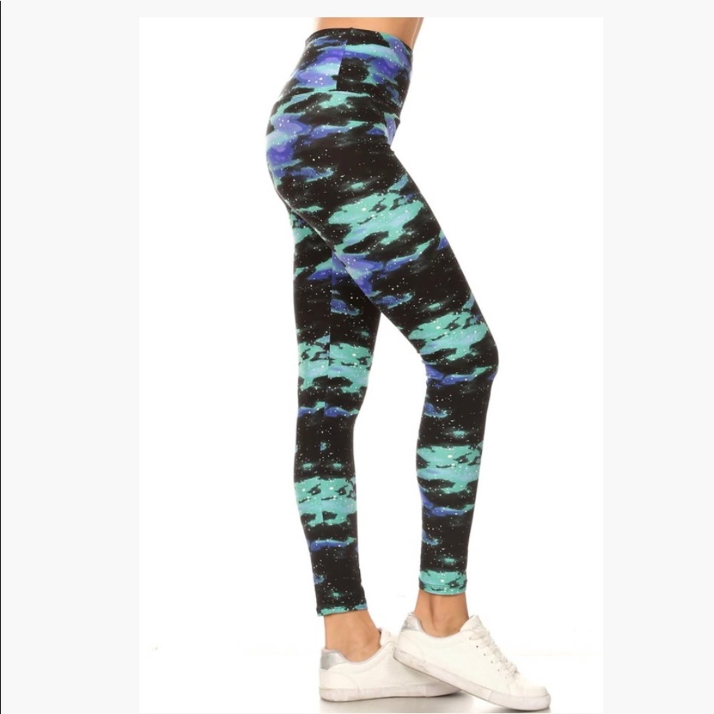 Teal Galaxy Leggings.  High Waist